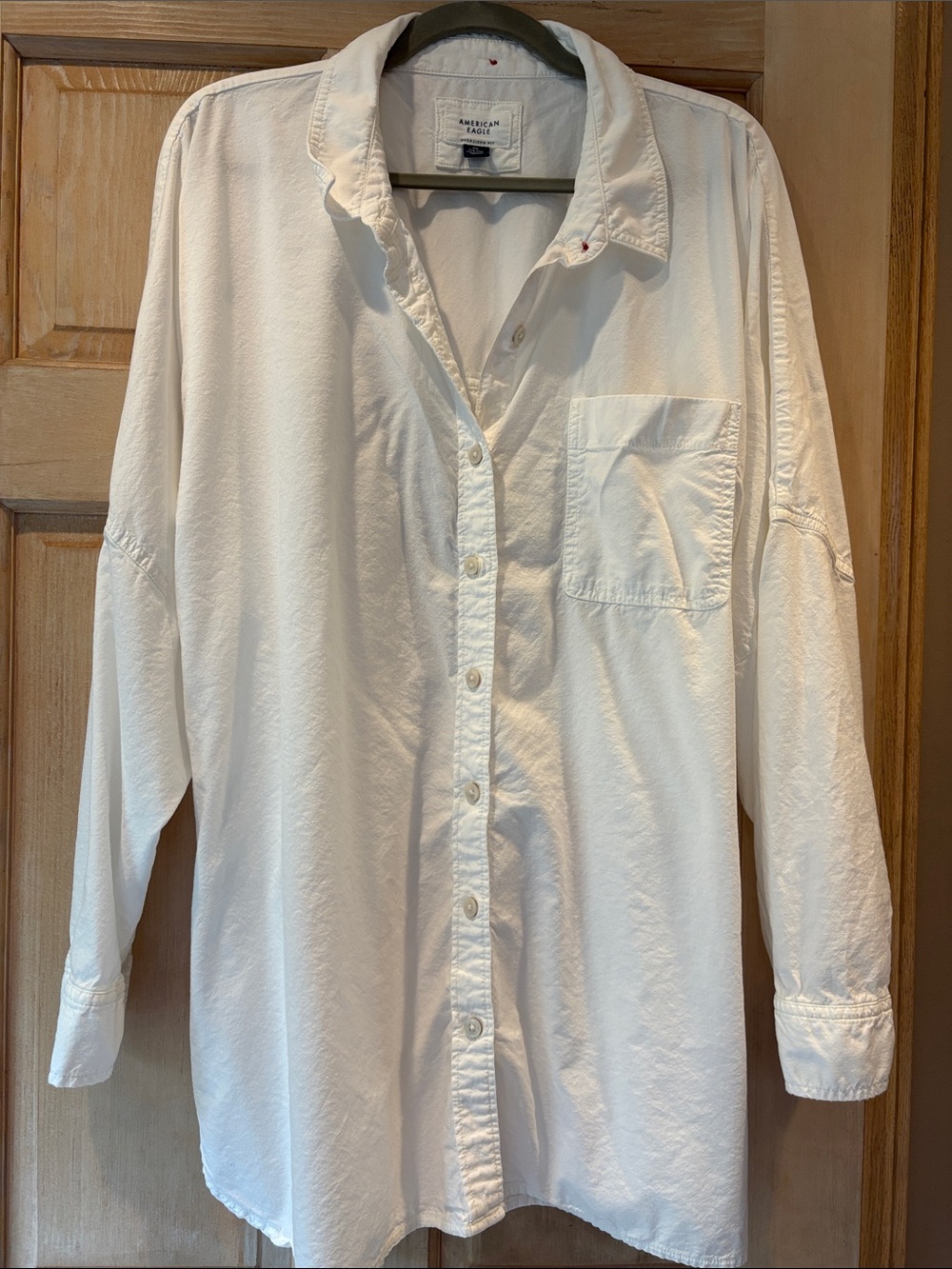 American Eagle Outfitters White Long-Sleeve Casual Button-Down Shirt XXL